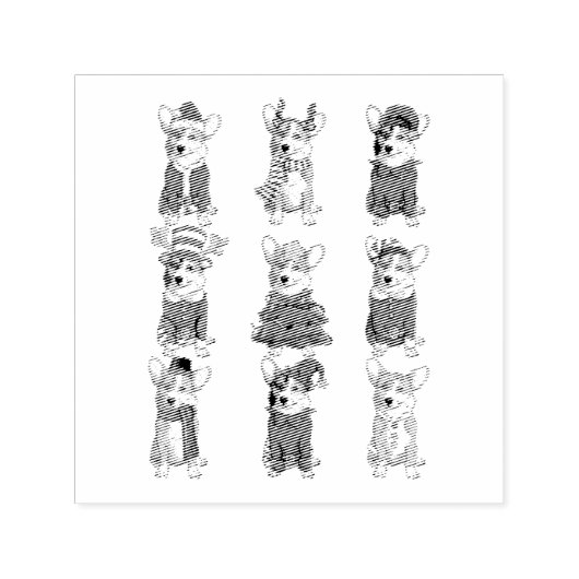 Santa Corgi kerstboom lampjes Elf Reindeer Dog Zelfinktende Stempel (Design)