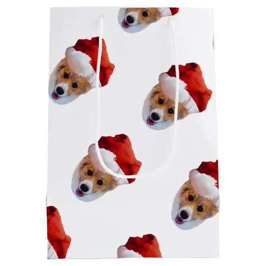 Santa Corgi-kerstcadeau Medium Cadeauzakje (Achterkant)