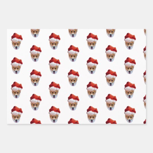 Santa Corgi-papierbladen voor onmiddellijke verpak Inpakpapier Vel (Voorkant)