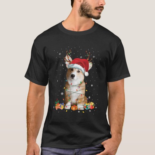 Santa Corgi rendieren licht kerstcadeau grappig do T-shirt (Voorkant)