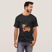 Santa Corgi rendieren licht kerstcadeaus T-shirt (Voorkant volledig)