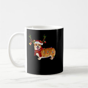 Santa Corgi rendierlicht kerstmis Koffiemok