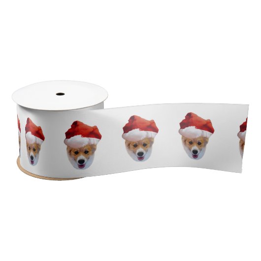 Santa Corgi Satin Ribbon Satijnen Lint (Spoel)