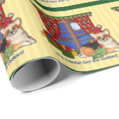 Santa Corgi Wrapping Paper Tri-Color Cadeaupapier (Rol Hoek)
