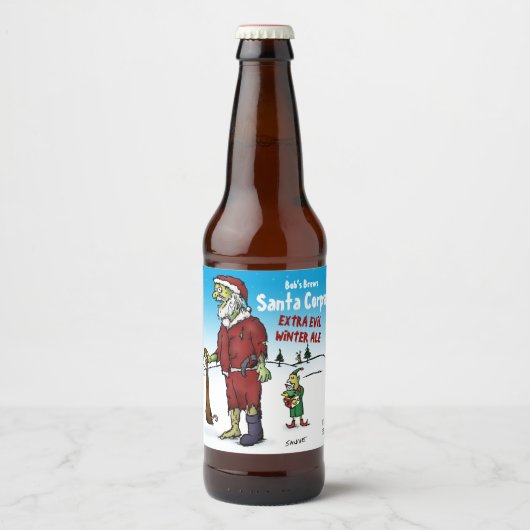 Santa Corpse Funny Cartoon Bier Etiket (Voorkant)