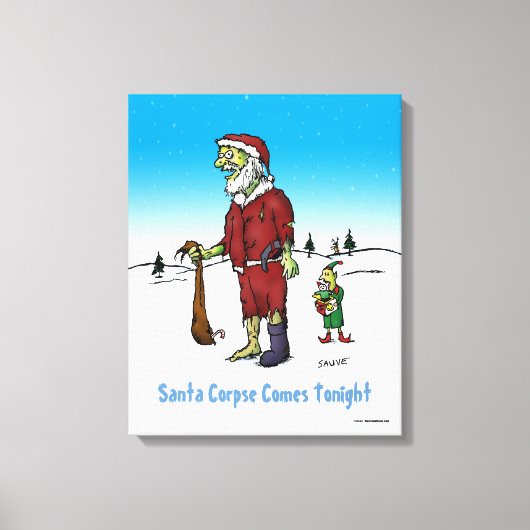Santa Corpse Funny Zombie-Cartoon Canvas Afdruk (Voorkant)