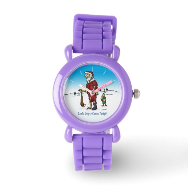 Santa Corpse Funny Zombie-Cartoon Horloge (Voorkant)