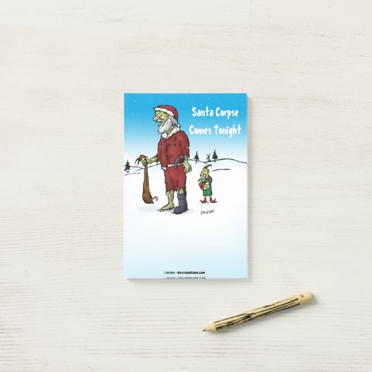 Santa Corpse Funny Zombie-Cartoon Post-it® Notes (Op bureau)
