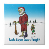 Santa Corpse Funny Zombie-Cartoon Tegeltje (Voorkant)