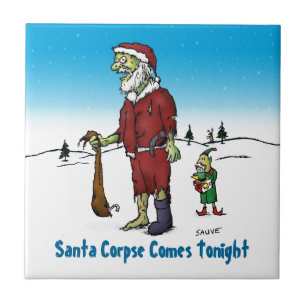 Santa Corpse Funny Zombie-Cartoon Tegeltje
