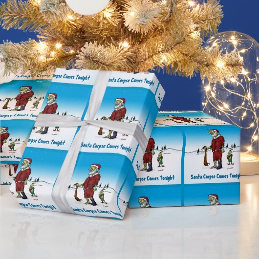 Santa Corpse Funny Zombie Cartoon Wrappapier Cadeaupapier (Feestdagen)