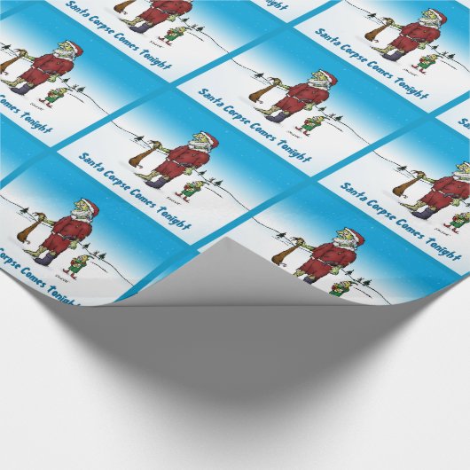 Santa Corpse Funny Zombie Cartoon Wrappapier Cadeaupapier (Hoek)