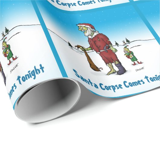 Santa Corpse Funny Zombie Cartoon Wrappapier Cadeaupapier (Rol Hoek)