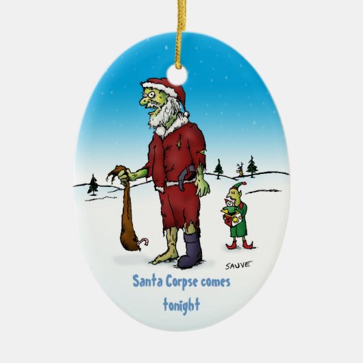 Santa Corpse Funny Zombie Holiday Ornament (Voorkant)