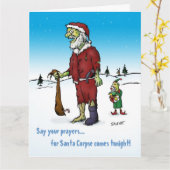 Santa Corpse Funny Zombie Xmas Big Kaart (Gele Bloem)