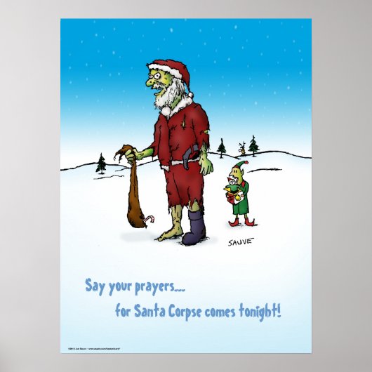 Santa Corpse Zombie Cartoon Poster (Voorkant)
