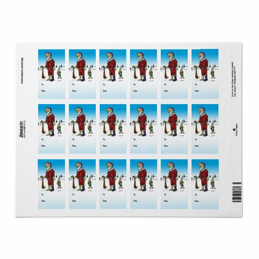 Santa Corpse Zombie Gift Labels (Full Sheet)