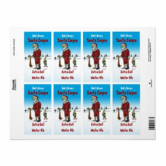 Santa Corpse Zombie Homebrew-bierlabel Etiket (Full Sheet)