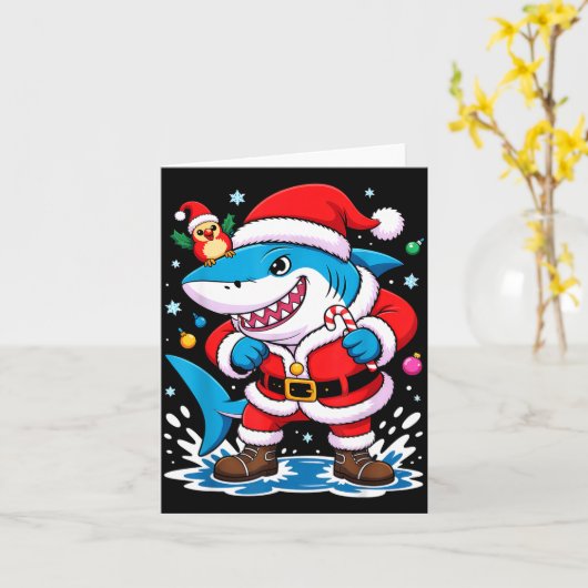 Santa Costume For Kids Boys Adults Funny Shark Chr Kaart (Gele Bloem)