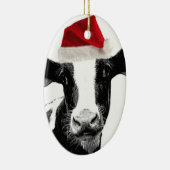 Santa Cow - Dairy Cow met Santa Hat Keramisch Ornament (Rechts)