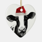 Santa Cow - Dairy Cow met Santa Hat Keramisch Ornament (Rechts)