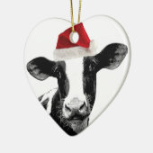 Santa Cow - Dairy Cow met Santa Hat Keramisch Ornament (Links)