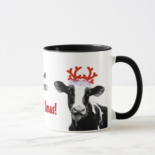Santa Cow - Dairy Cow met Santa Hat Mok (Rechts)