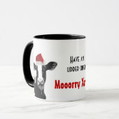 Santa Cow - Dairy Cow met Santa Hat Mok (Voorkant links)