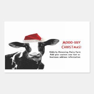 Santa Cow - Dairy Cow met Santa Hat Rechthoekige Sticker