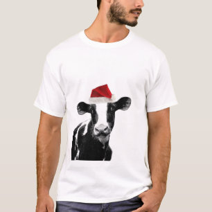 Santa Cow - Dairy Cow met Santa Hat T-shirt