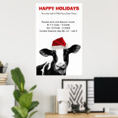 Santa Cow Happy Holidays Dairy Farm Store Hours Poster (Thuiskantoor)