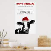 Santa Cow Happy Holidays Dairy Farm Store Hours Poster (Keuken)