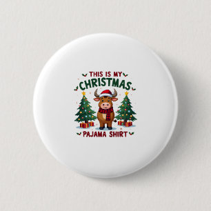 Santa Cow Xmas Kerstboom Lichtjes Dit Is Mijn Kers Ronde Button 5,7 Cm