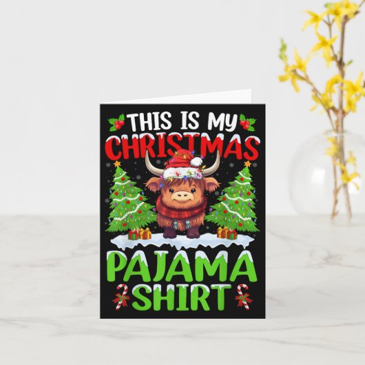Santa Cow Xmas Tree Lights This Is My Christmas Pa Kaart (Gele Bloem)