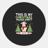Santa Cow Xmas Tree Lights This Is My Christmas Pa Ronde Sticker (Voorkant)