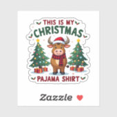 Santa Cow Xmas Tree Lights This Is My Christmas Pa Sticker (Vel)