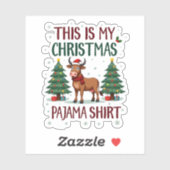 Santa Cow Xmas Tree Lights This Is My Christmas Pa Sticker (Vel)