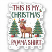 Santa Cow Xmas Tree Lights This Is My Christmas Pa Sticker (Voorkant)