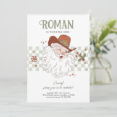 Santa Cowboy Retro Kerstmis Verjaardagsfeest Kaart (Staand voorkant)