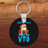 Santa Coworker Christmas Swagazon Checked Twice St Sleutelhanger (Voorkant)