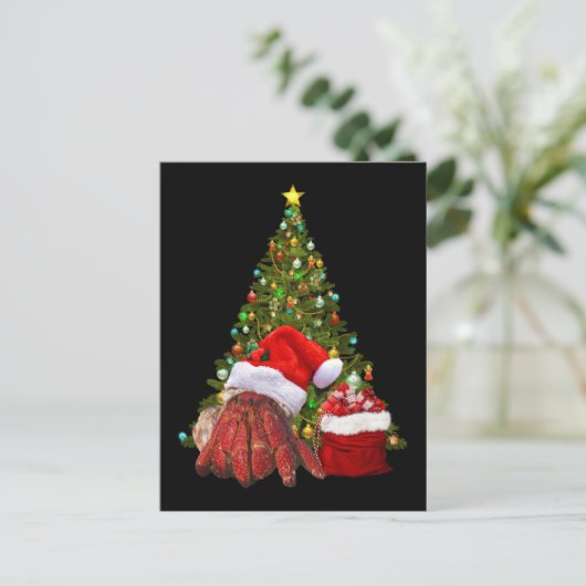 Santa Crab Funny Christmas Hermit Crab Lover Briefkaart (Staand voorkant)
