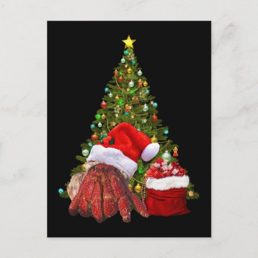 Santa Crab Funny Christmas Hermit Crab Lover Briefkaart (Voorkant)