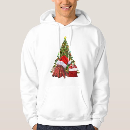 Santa Crab Funny Christmas Hermit Crab Lover Hoodie (Voorkant)