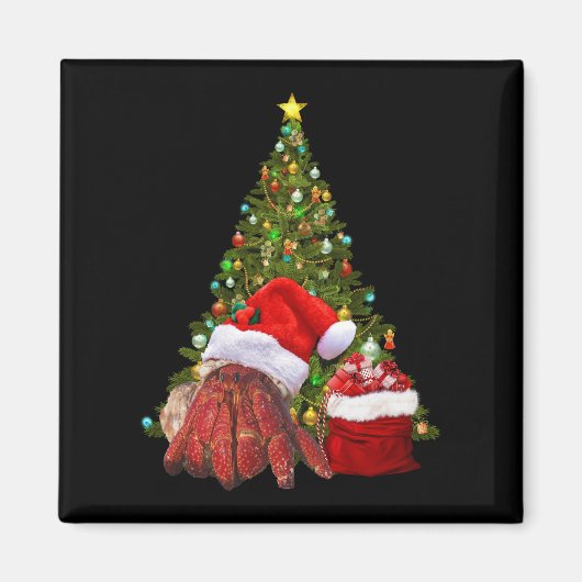 Santa Crab Funny Christmas Hermit Crab Lover Magneet (Voorkant)