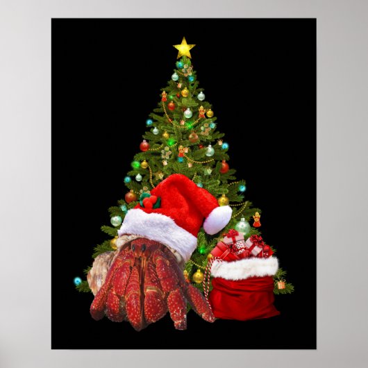 Santa Crab Funny Christmas Hermit Crab Lover Poster (Voorkant)