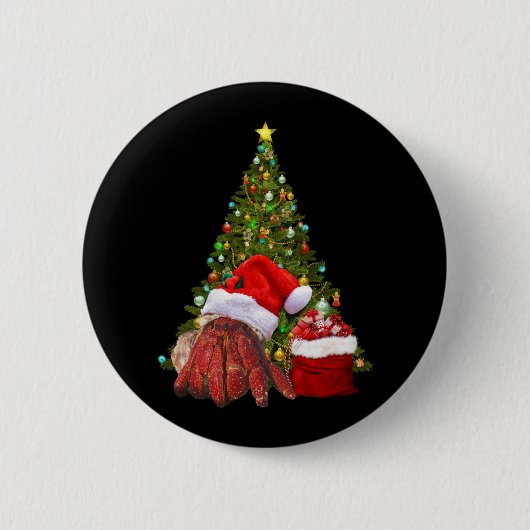 Santa Crab Funny Christmas Hermit Crab Lover Ronde Button 5,7 Cm (Voorkant)