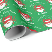 Santa Crab met Feestelijke Vakantie Vrolijk Kerstf Cadeaupapier (Rol Hoek)