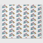 Santa Crab met Mallet kerstinpakpapier Cadeaupapier (Vlak)