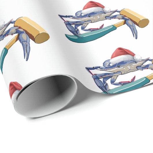 Santa Crab met Mallet kerstinpakpapier Cadeaupapier (Rol Hoek)