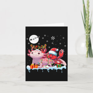 Santa Crab Riding Axolotl Rendier Christmas Zee A Kaart